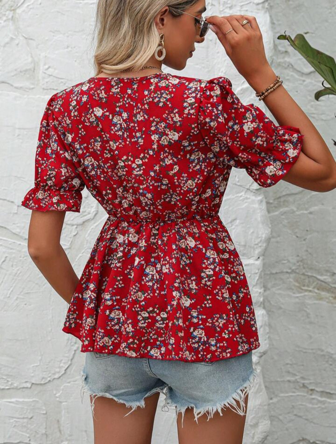Off-Shoulder Floral Blouse – Long Sleeve Boho Top