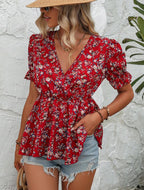 Off-Shoulder Floral Blouse – Long Sleeve Boho Top