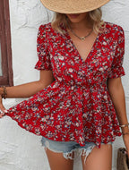 Off-Shoulder Floral Blouse – Long Sleeve Boho Top