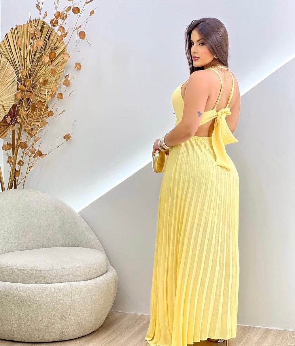 Pleated Spaghetti Strap Maxi Dress