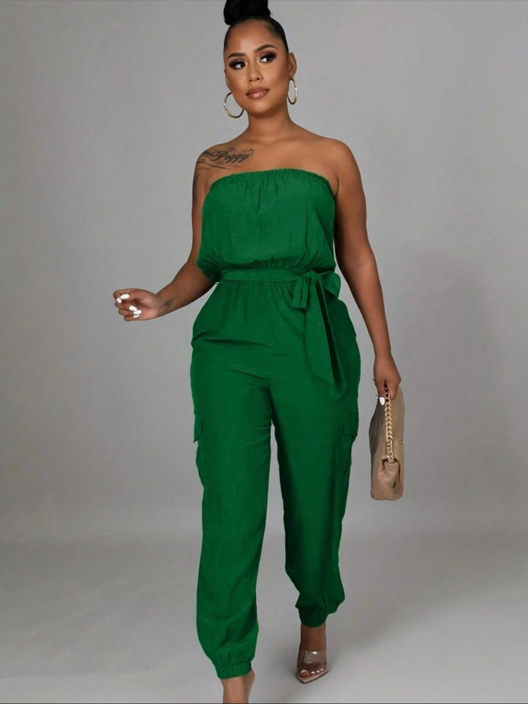 Strapless Belted Jumpsuit