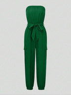 Strapless Belted Jumpsuit