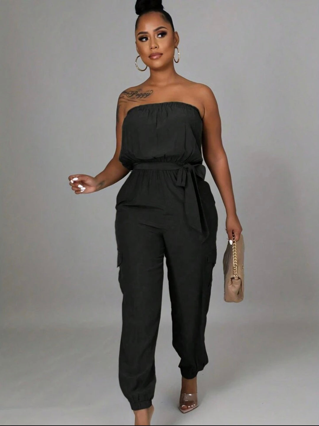 Strapless Belted Jumpsuit