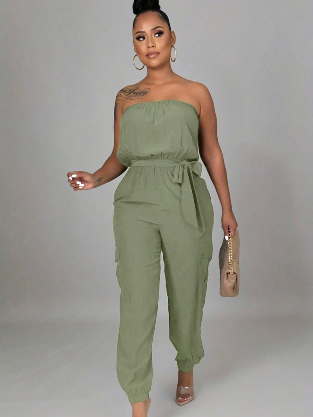 Strapless Belted Jumpsuit