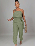 Strapless Belted Jumpsuit