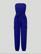 Strapless Belted Jumpsuit