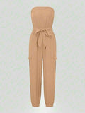 Strapless Belted Jumpsuit