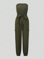 Strapless Belted Jumpsuit