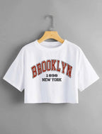 Letter Graphic Drop Shoulder Crop Tee | Stylish Graphic Tees Online