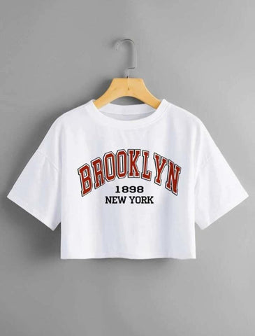 Letter Graphic Drop Shoulder Crop Tee | Stylish Graphic Tees Online