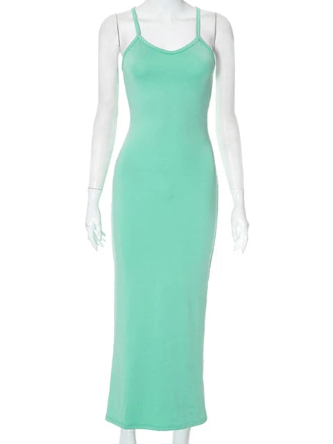 Seamless full slip bodycon maxi dress XD21