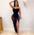 See through maxi Bodycon ruched dress only XD21