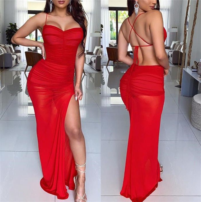 See through maxi Bodycon ruched dress only