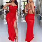 See through maxi Bodycon ruched dress only