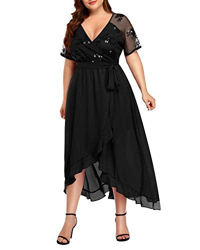 Sequence lace midi wrap dress XD21