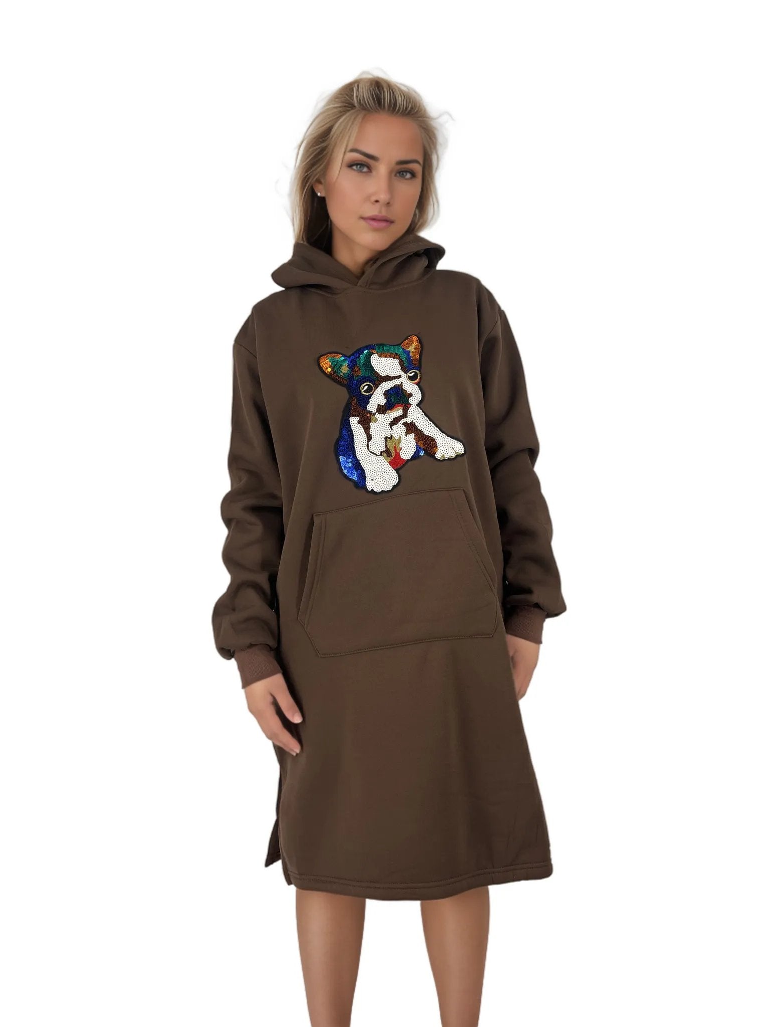 Sequenced Graphic Picture Jersey Hoodie Dress XD21