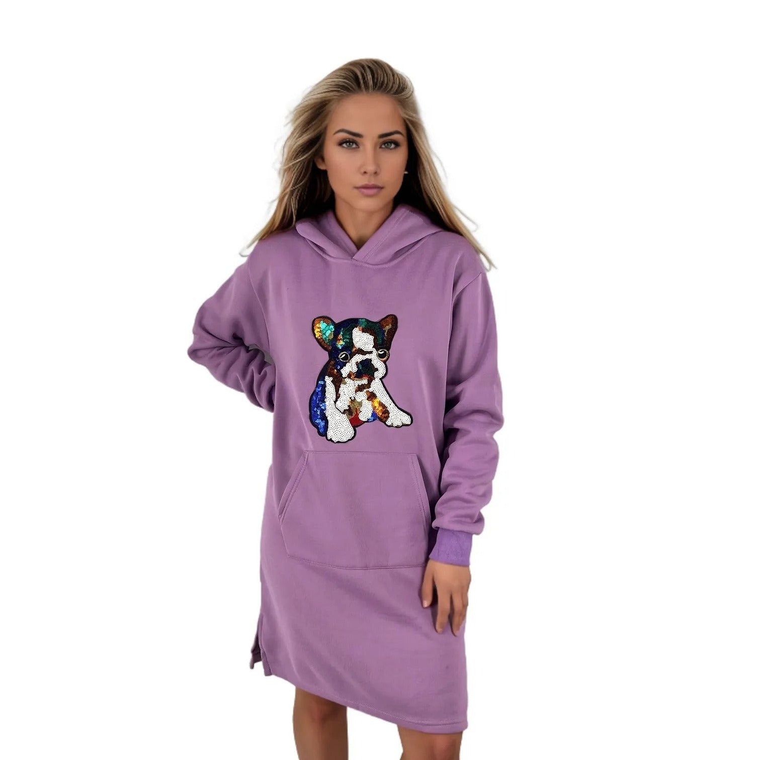 Sequenced Graphic Picture Jersey Hoodie Dress XD21