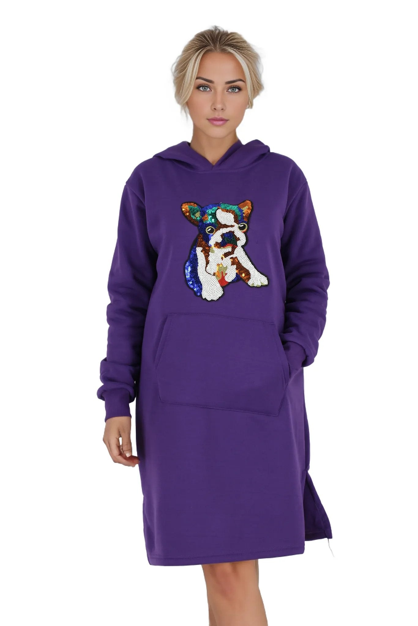 Sequenced Graphic Picture Jersey Hoodie Dress XD21