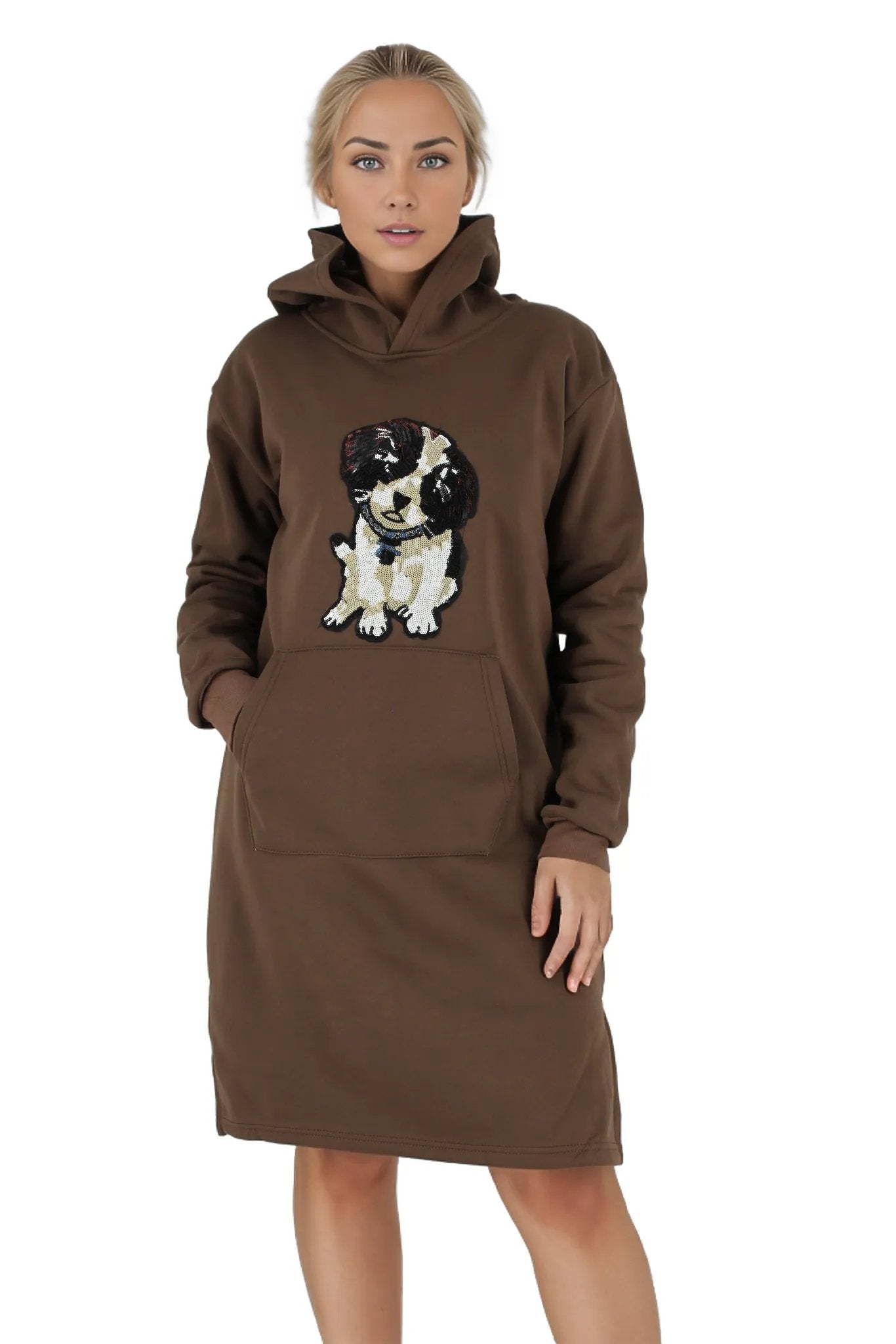 Sequenced Graphic Picture Jersey Hoodie Dress XD21