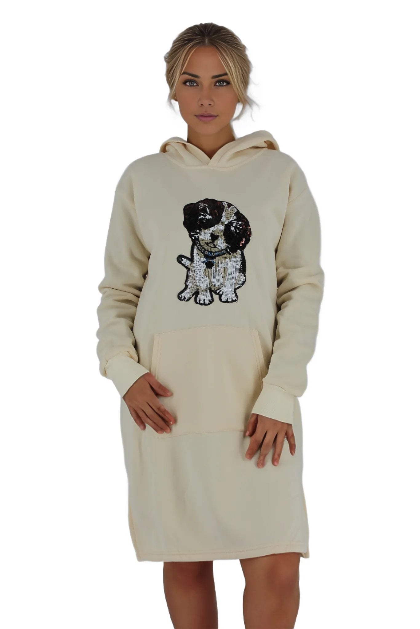 Sequenced Graphic Picture Jersey Hoodie Dress XD21