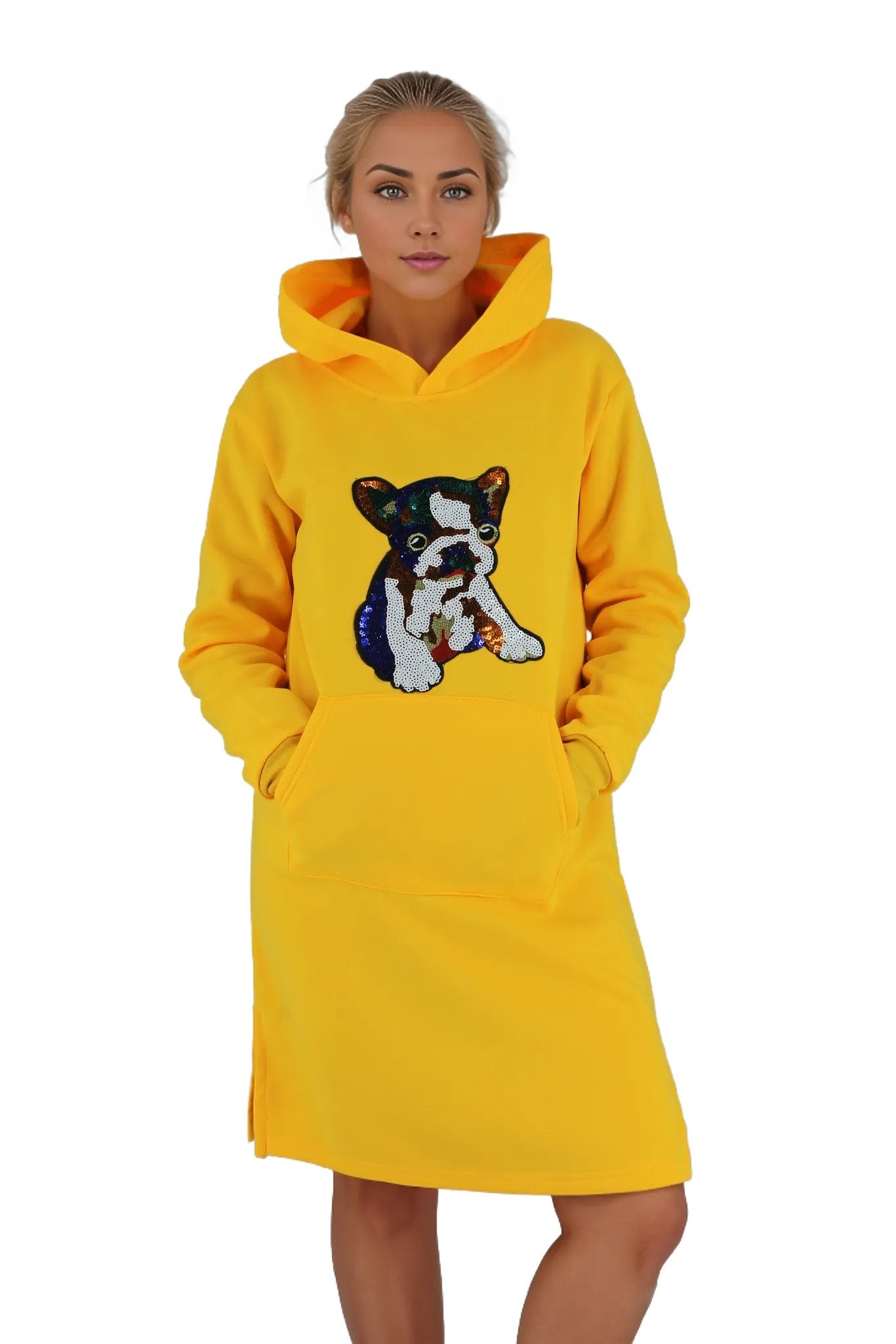 Sequenced Graphic Picture Jersey Hoodie Dress XD21