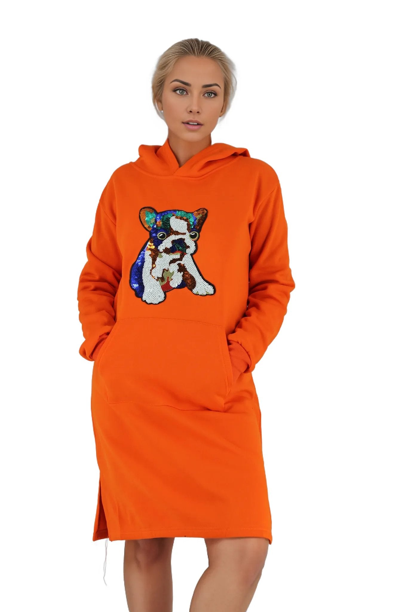 Sequenced Graphic Picture Jersey Hoodie Dress XD21