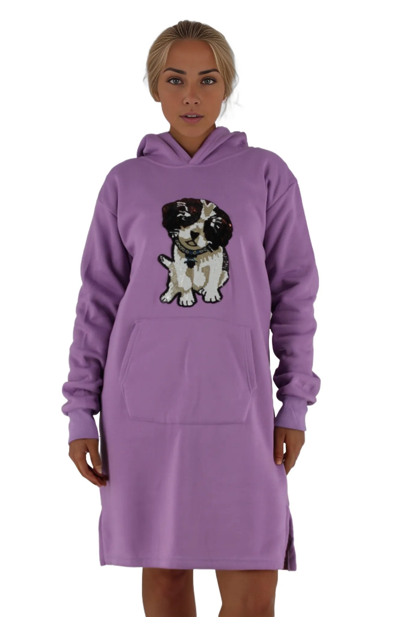 Sequenced Graphic Picture Jersey Hoodie Dress XD21