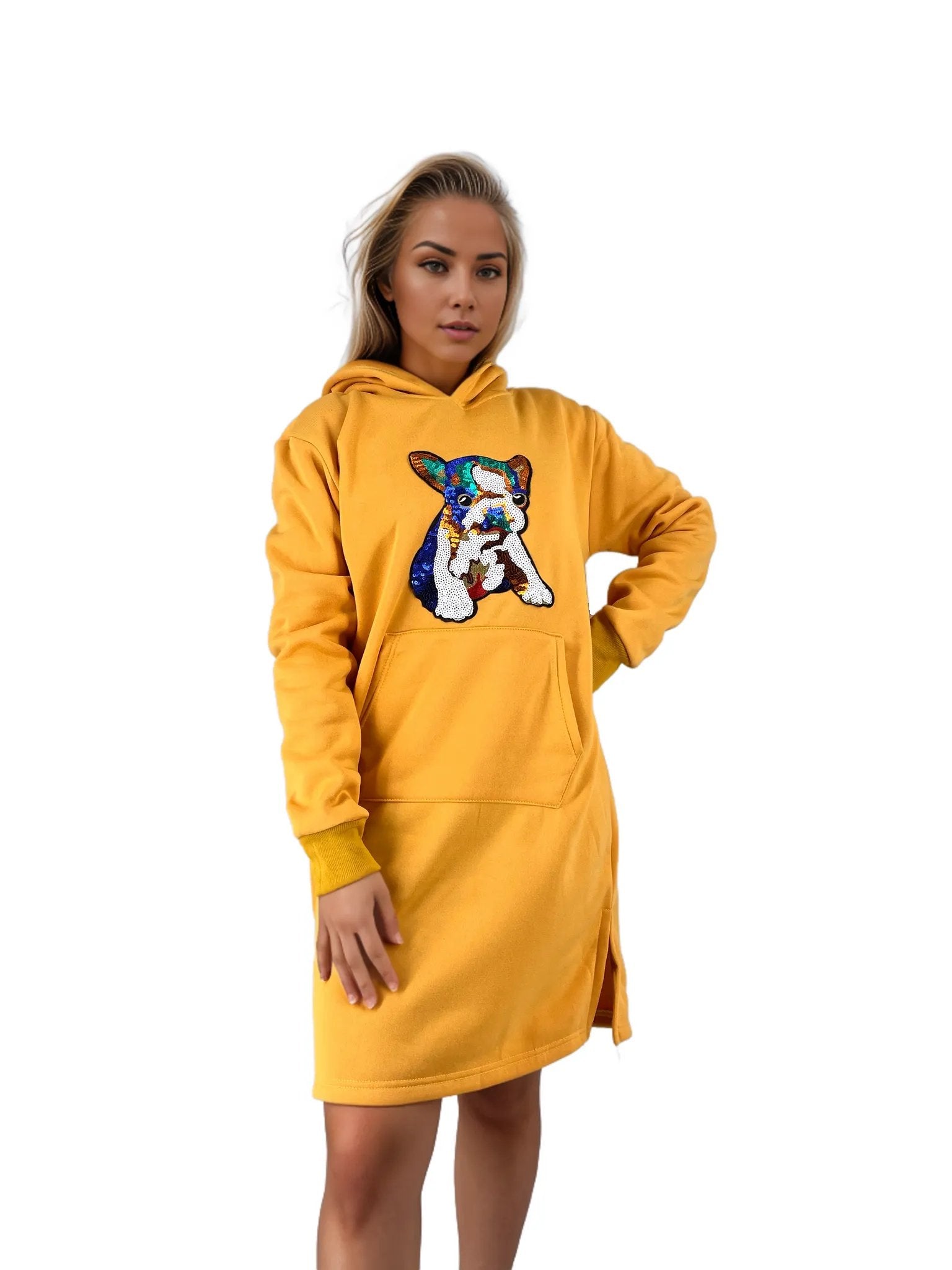 Sequenced Graphic Picture Jersey Hoodie Dress XD21