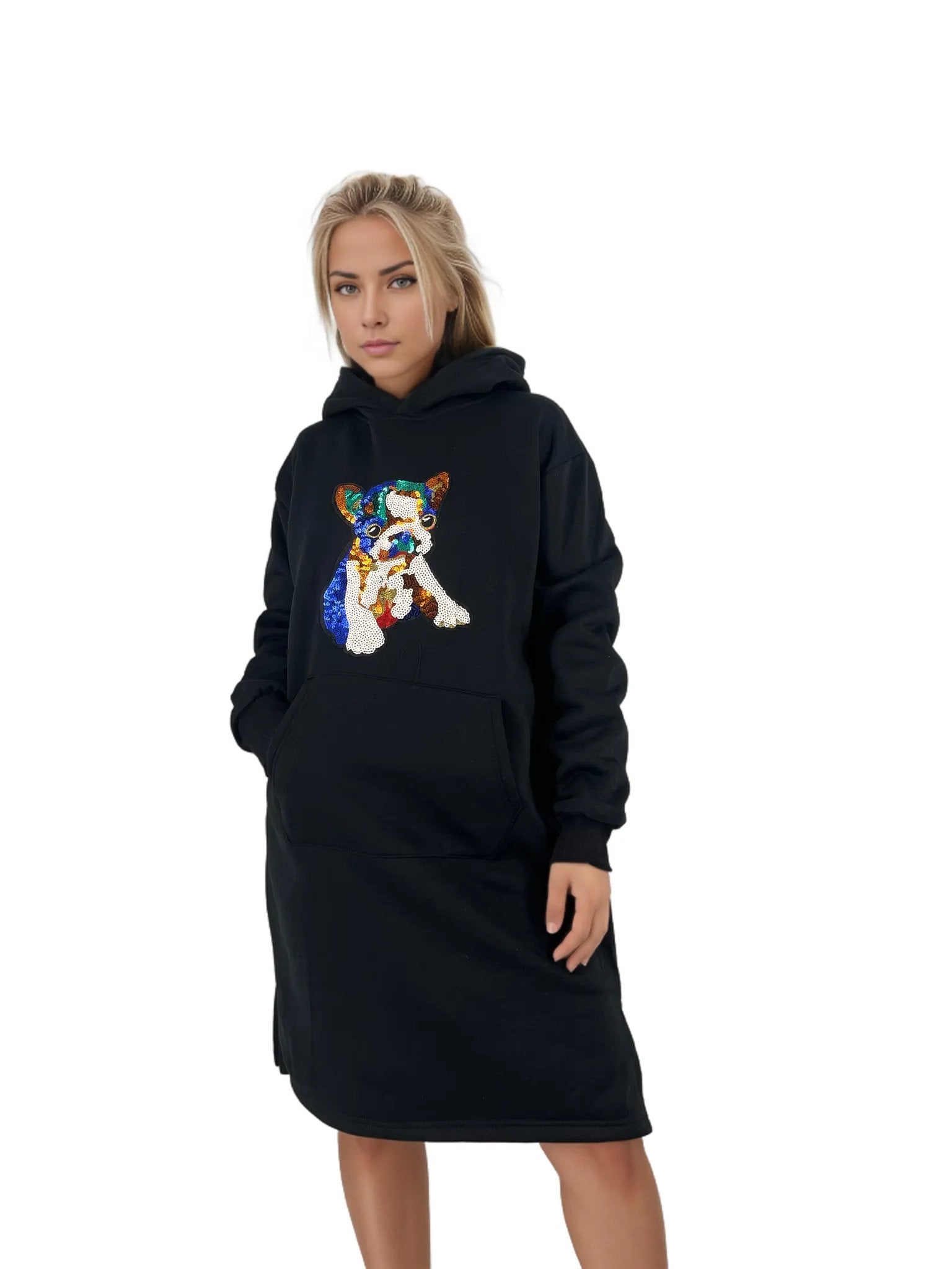 Sequenced Graphic Picture Jersey Hoodie Dress XD21