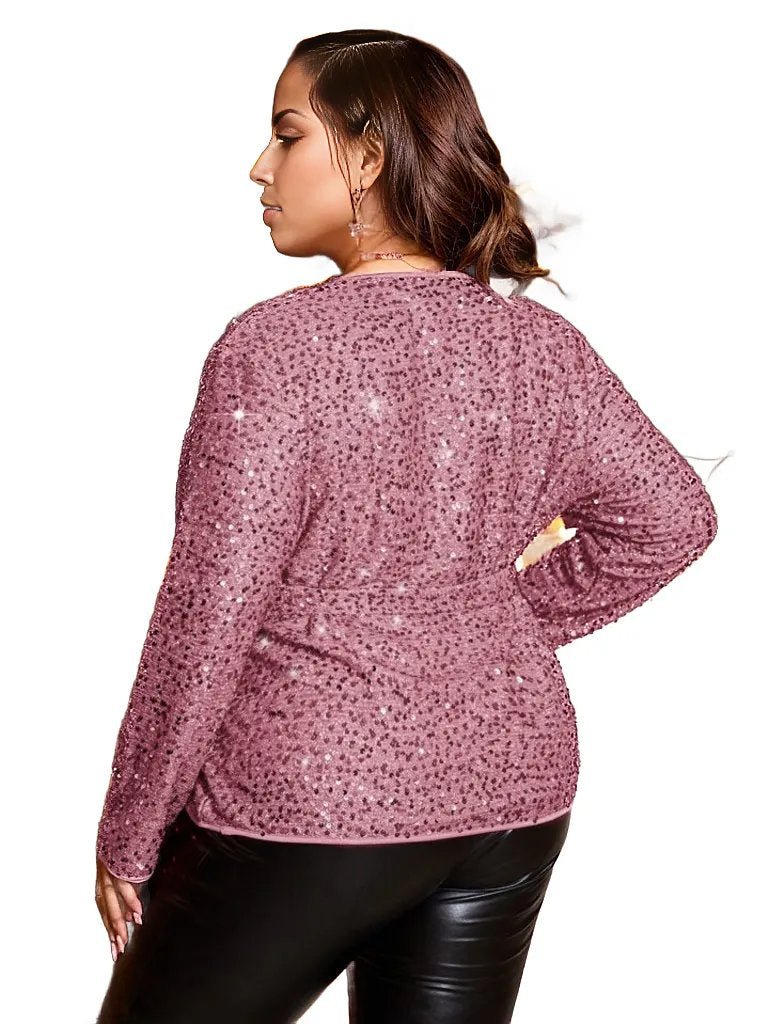 Sequins Flare Out Frill Blouse with Belt XD21
