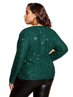 Sequins Flare Out Frill Blouse with Belt XD21
