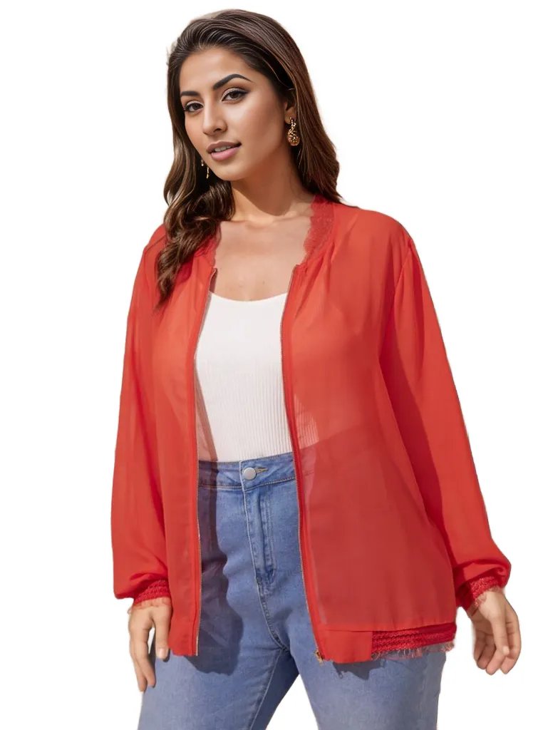 Sheer Chiffon Bomber Jacket XD21