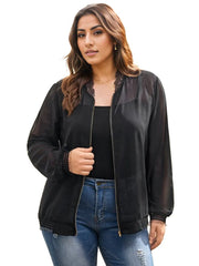 Sheer Chiffon Bomber Jacket XD21