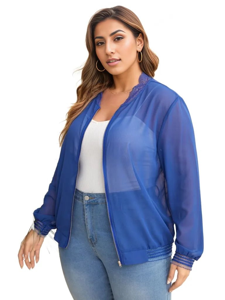 Sheer Chiffon Bomber Jacket XD21