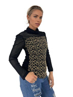 Sheer Pattern Turtle Neck Top XD21