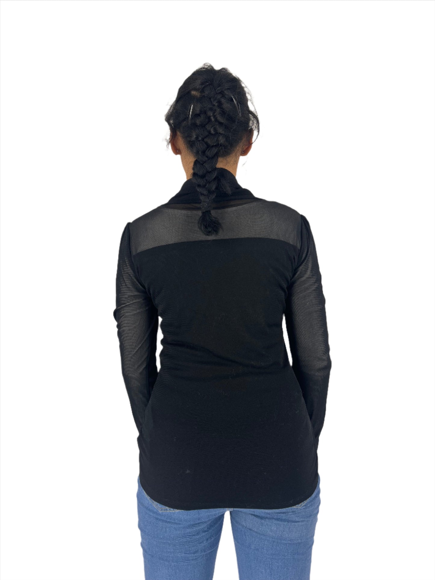 Sheer Pattern Turtle Neck Top XD21