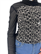 Sheer Pattern Turtle Neck Top XD21