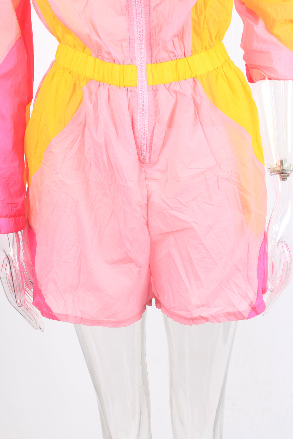 Sheer front zipper shorts romper jumpsuit XD21