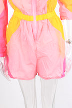 Sheer front zipper shorts romper jumpsuit XD21