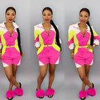Sheer front zipper shorts romper jumpsuit XD21