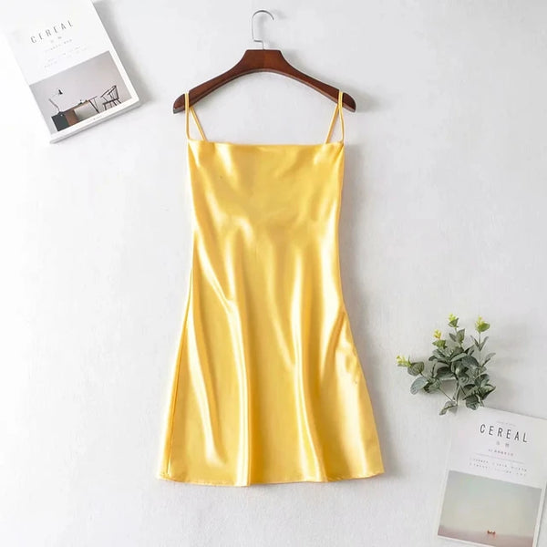 Short Mini Loose Satin Mini Dress