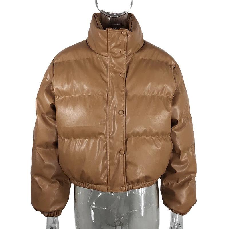 Short Parka PU Leather Padded Down Jacket - XD21