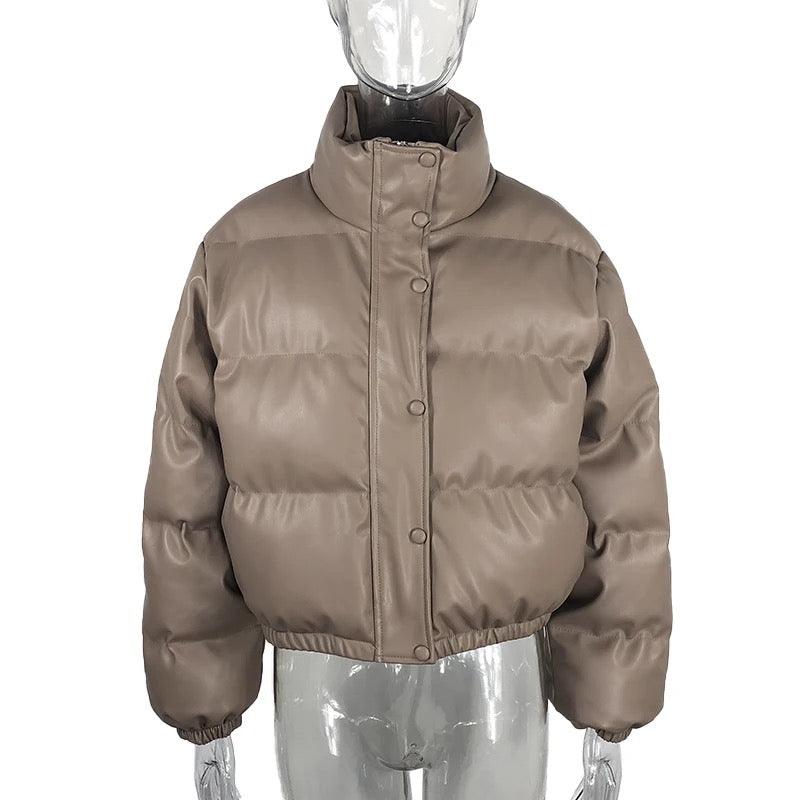 Short Parka PU Leather Padded Down Jacket - XD21