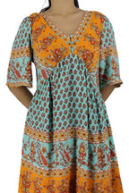 Short Sleeve Boho Print Mini Dress XD21