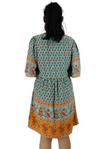 Short Sleeve Boho Print Mini Dress XD21