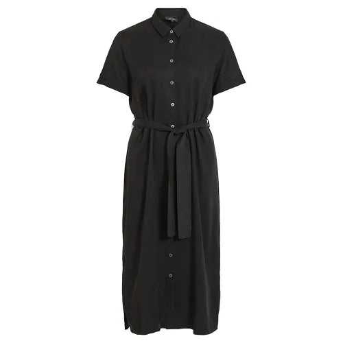 Short Sleeve Button Up Midi Shirt Dress With Belt XD21