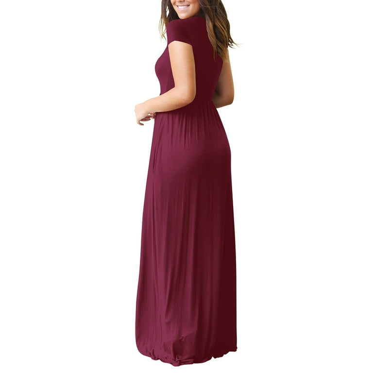 Short Sleeve Maxi Dress With Pockets