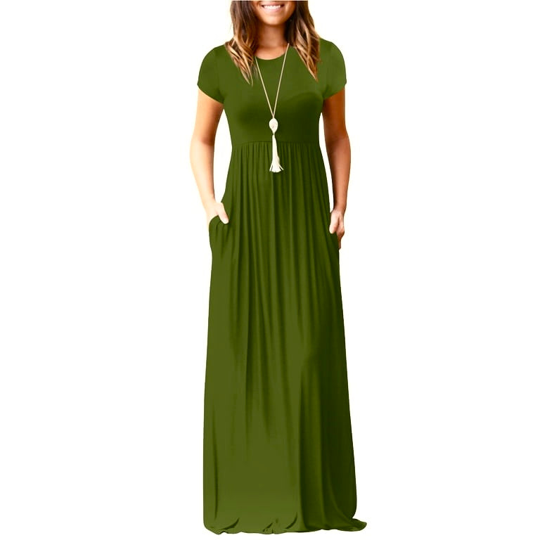 Short Sleeve Maxi Dress With Pockets