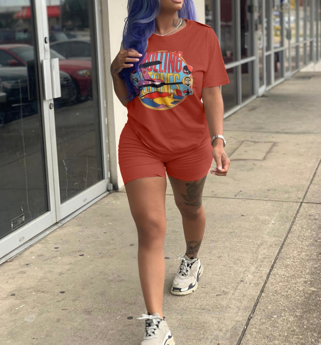 Shorts two piece graphic set XD21