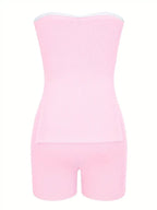 Side Split Tube Top & Skinny Shorts Outfit Set XD21